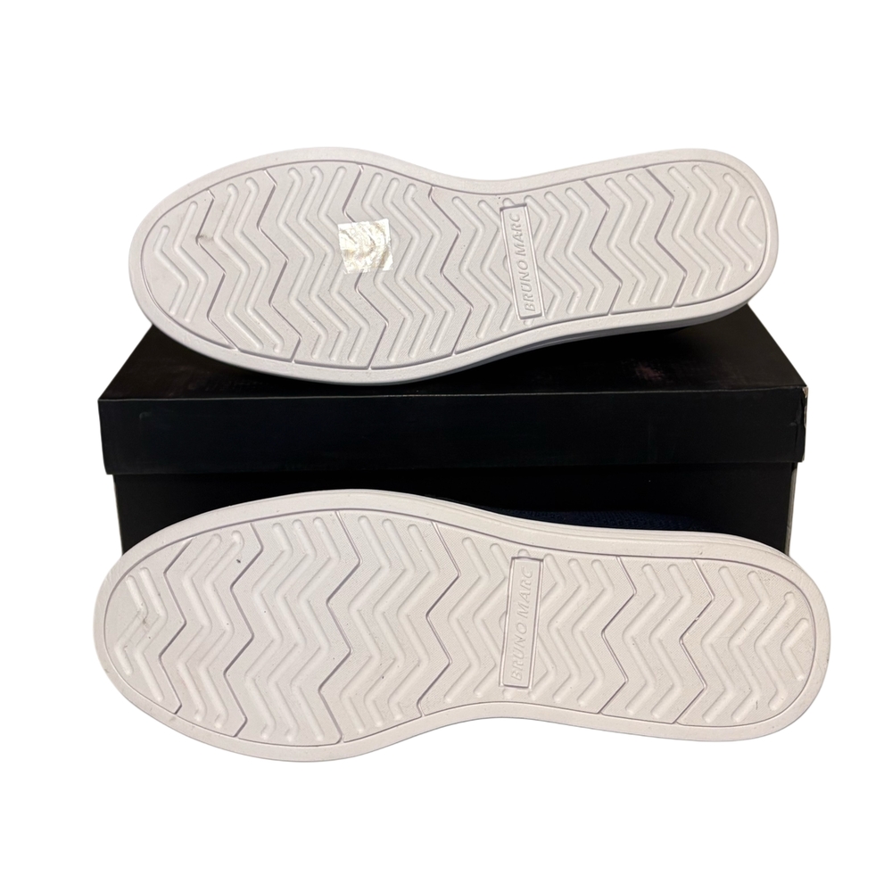 Men's Knit Lace-Up Sneakers in Navy with White Sole - Picture 8 of 9